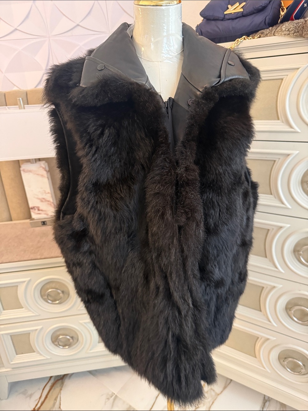 Real opossum fur vest